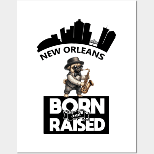 Jazz Pug New Orleans Born And Raised Posters and Art
